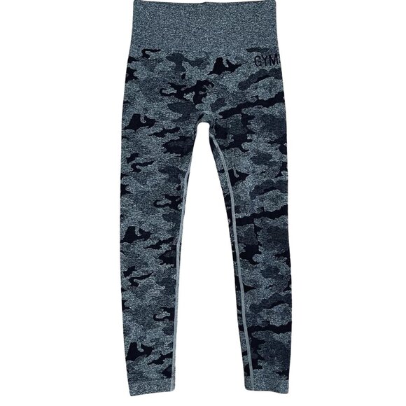 Gymshark Leggings Womens S Camo Seamless Ruched Butt Scrunch Gym Yoga Pants Gray - Picture 1 of 7